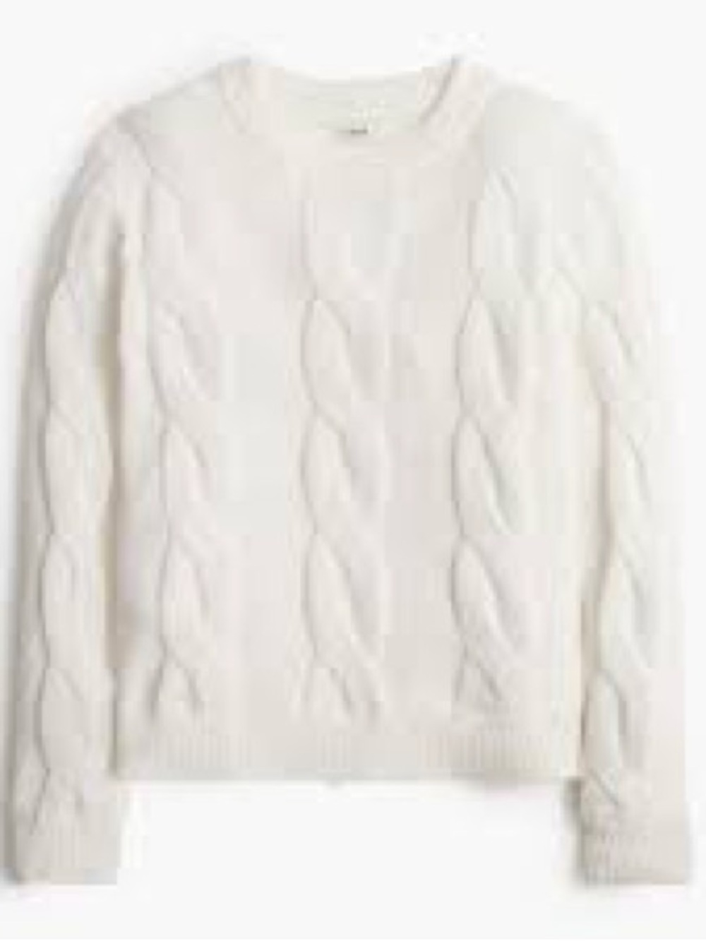 J.Crew‎ Cable Knit Cotton Sweater Women’s Sz M Off White Ivory Crew Neck Preppy